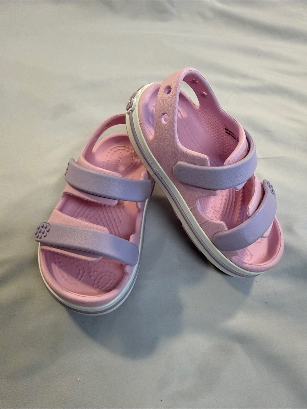 CROCS Kids Pink and Lavender Double-Strap Sandals